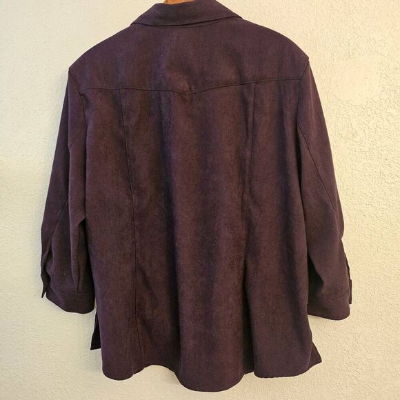 NWOT Coldwater Creek V-neck Zipup Soft Vibrant Purple Top-Shirt-Jacket Cropped t - Picture 4 of 6